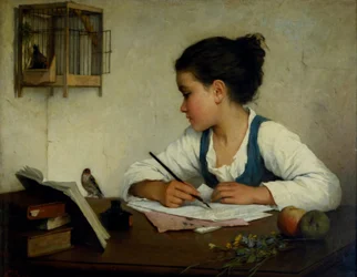 A Girl Writing; The Pet Goldfinch